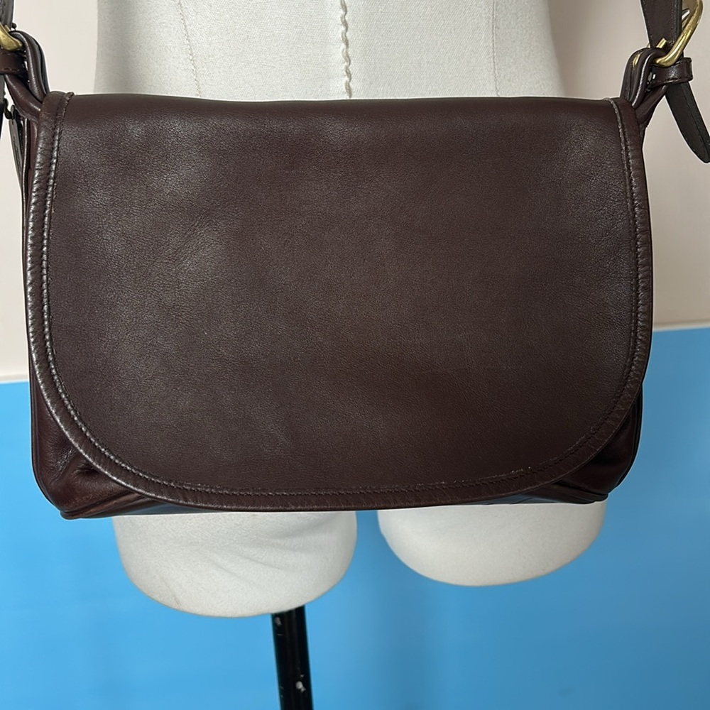 Vintage Auth COACH Old Coach Fletcher Bag 4150 Crossbody Bag Brown Leather - Picture 5 of 17